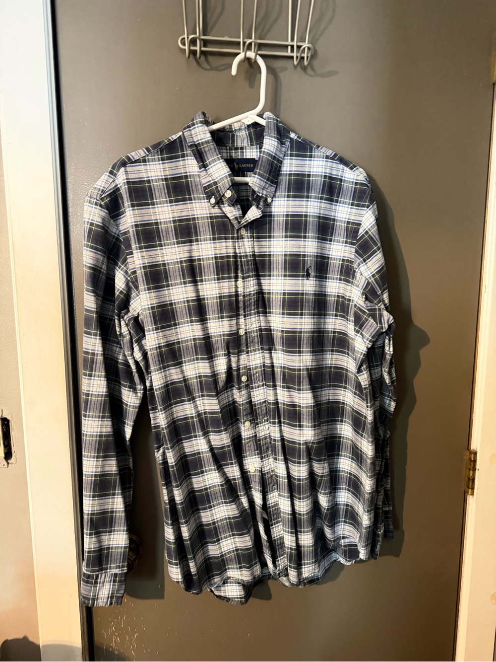 Ralph Lauren Men's Navy and Green Plaid Button-Down Shirt - Picture 1 of 4